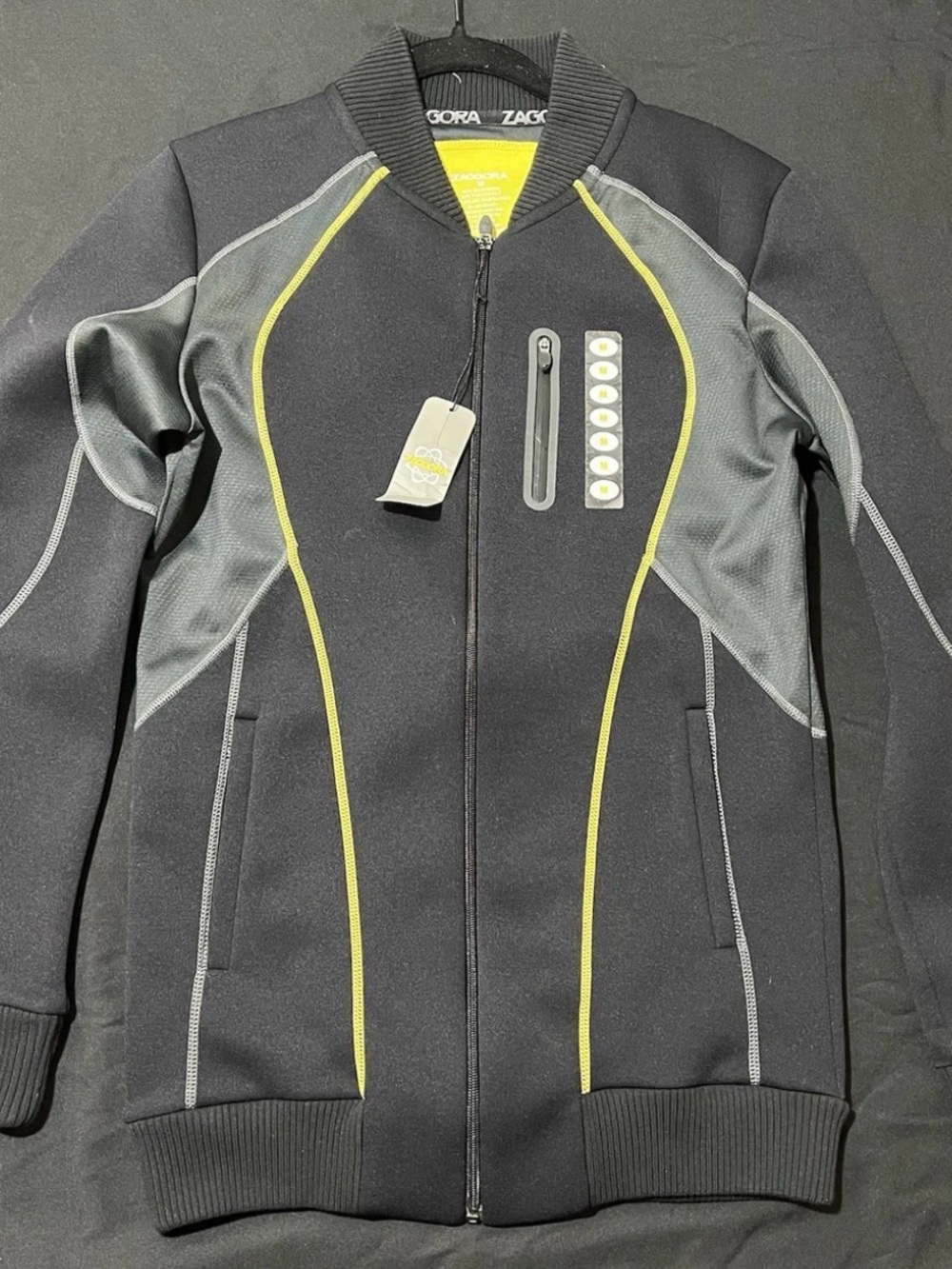 Zaggora Men's Black Lightweight Zip Jacket with Yellow Trim (for loose weight)